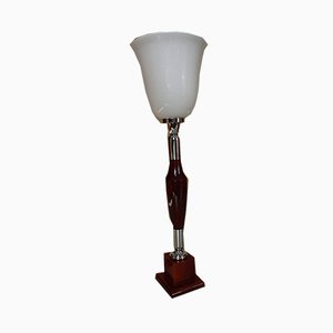 Art Deco Bakelite & Glass Table Lamp, 1930s