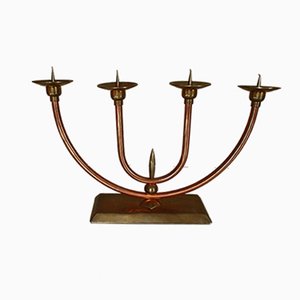 Modern Brass & Copper Candleholder, 1950s