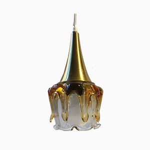 Vintage Glas Deckenlampe von Doria, 1970er