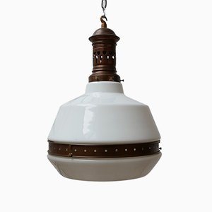 Antike deutsche Opalglas Deckenlampe, 1930er