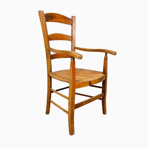 French Antique Cherry Wood Armchair