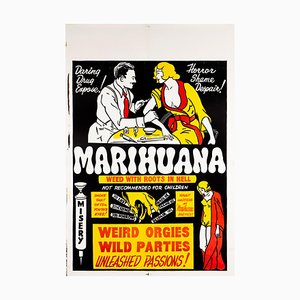 Póster de una hoja de Marihuana original de EE. UU., Años 30