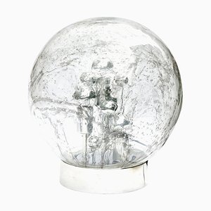 Large Chrome and Smoked Bubble Glass Globe Table Lamp from Doria, 1970s