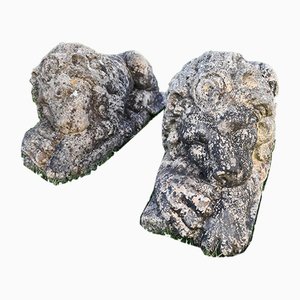 Sleeping Stone Lions, 1950s, Set of 2