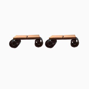 Mid-Century Oriental Benches with Rounded Ends, 20th Century, Set of 2