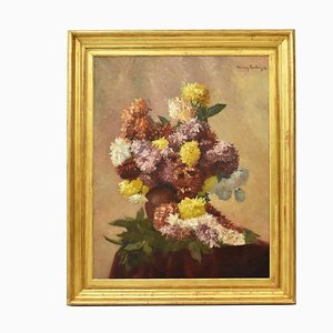 Pittura floreale, olio su tela, XIX secolo