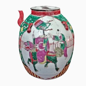 Tetera china de porcelana Kangxi esmaltada