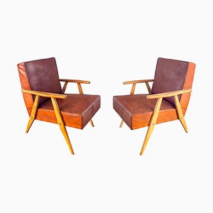 Set of Leather Armchairs by Bernardo Bernardi for the Central Committee of Communist Croatia, 1960s