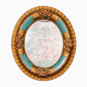 Espejo alemán decorativo antiguo oval, hacia 1900