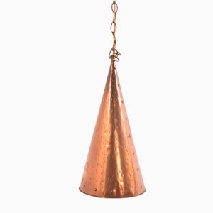 Lámpara colgante danesa de cobre martillado a mano de ES Horn Aalestrup, años 50