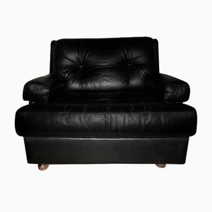 Black Leather Lounge Chair from Dux, 1960s
