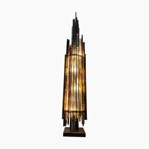 Brutalist Bronze and Glass Life-Size Floor Lamp by Albano Poli for Poliarte, 1970s