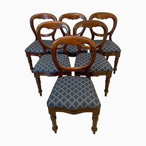 19th-Century Antique Victorian Balloon Back Mahogany Dining Chairs, Set of 6