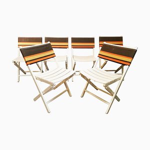 Mid-Century French Folding Chairs, Set of 6