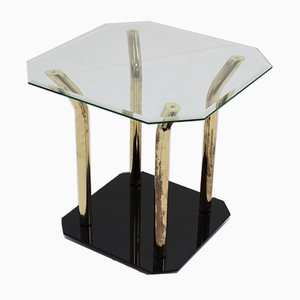 Italian Glass & Brass Side Table, 1970s