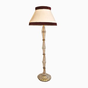 Mid-Century Italian Murano Glass, Brass & Velvet Floor Lamp by Ercole Barovier, 1940s