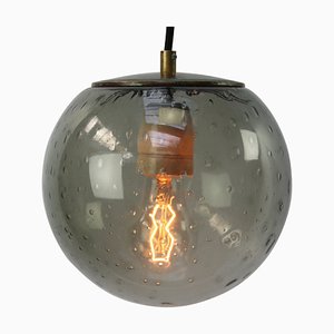 Lampada in vetro a bolle e ottone, Paesi Bassi, anni '50