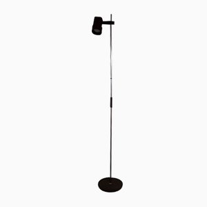 Lámpara de pie regulable en marrón, negro y metal cromado, años 80
