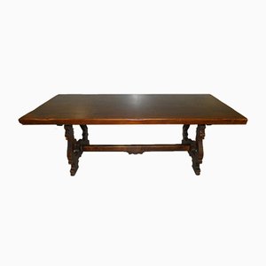 Italian Fratino Style Solid Walnut Table with Lyre Legs, 1900s