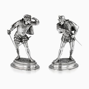 Antique French Silver Statues by Emile Guillemin for Emile Guillemin, 1880s, Set of 2