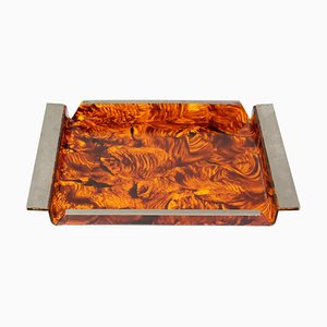 Serving Tray in Tortoise Acrylic Glass, 1970s