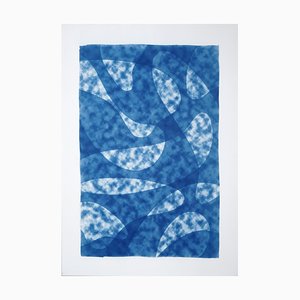 Large Monotype, Misty Underwater Shapes, Blue, 2021
