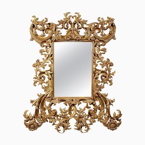 Rectangular Handcrafted Gold Foil Wood Mirror, Spain, 1970s