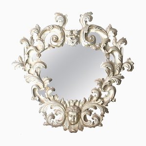 Handcrafted Oval Silver Foil Wood Mirror, 1970s