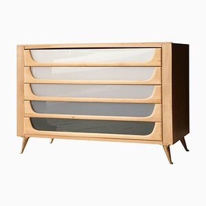 Credenza Mid-Century rettangolare in ottone di betulla, anni '60