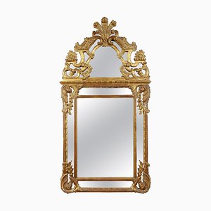 Miroir Rectangulaire en Feuille d'Or Sculpté à la Main en Bois, 1970s