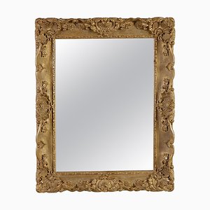 Espejo rectangular de madera tallada a mano de oro, años 70