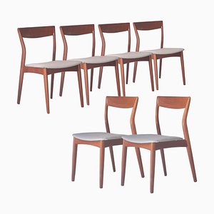 Mid-Century Grey Teak Swedish Chairs, Sweden, 1960s, Set of 6