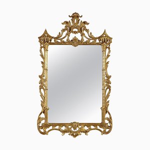 Rectangular Gold Foil Hand-Carved Wooden Mirror, 1970s