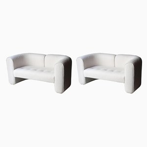 Curve White Boucle Sofas, Sweden, 1970s, Set of 2