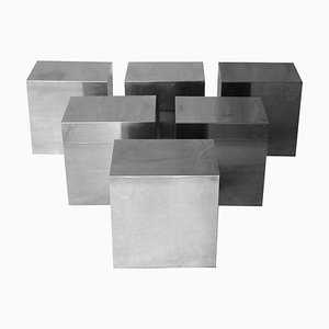 Tavolino modulare cubico in metallo cromato, Italia, 1970