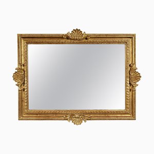 Specchio rettangolare neoclassico Regency intagliato a mano in legno dorato