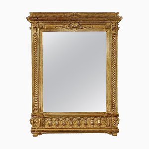 Miroir Empire Néoclassique Rectangulaire en Bois Sculpté à la Main