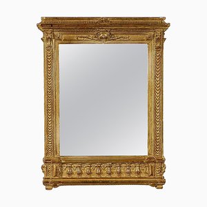 Neoclassical Empire Rectangular Gold Hand-Carved Wooden Mirror