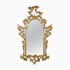 Specchio rettangolare neoclassico Regency intagliato a mano in legno dorato