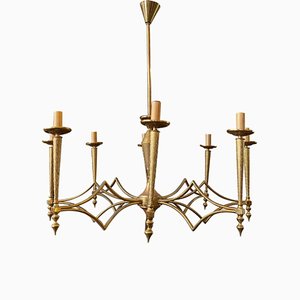 Large Mid-Century Modern Brass Chandelier from FILC Milano, 1950sd