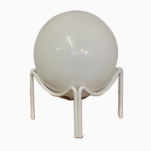 Weiße Tischlampe aus Opalglas in Kugelform, 1970er