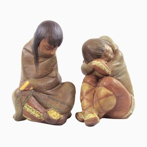 Vintage Eskimo Boy and Girl Figurines by Juan Herta for Lladro, Set of 2