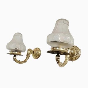 Art Deco Brass Sconces, 1930s, Set of 2