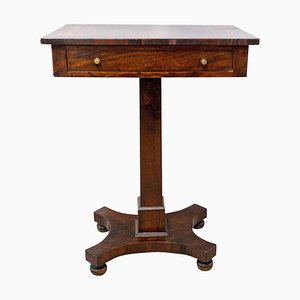 English Victorian Marquetry Sellette Side Table, Mid-19th Century