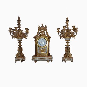 Clock and Candlesticks, Set of 3