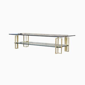 Brass & Tempered Glass Coffee Table by Peter Ghyczy, 1970s