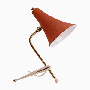 Mid-Century Tripod Table Lamp with Orange Shade
