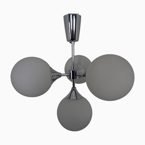 Space Age Sputnik Ceiling Lamp with 4 Glass Globes, 1960s