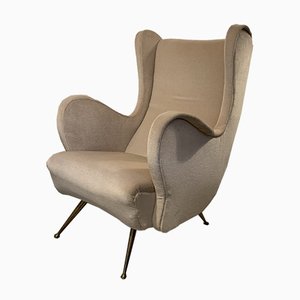 Fauteuil Reupholstered Couleur Poudre, 1950s