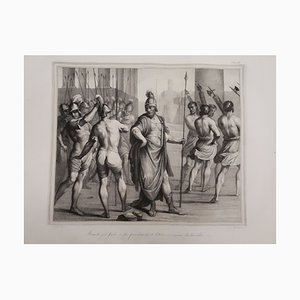 Litografia grande originale, 1835, Annibale e Agostino Carracci sulla fondazione di Roma